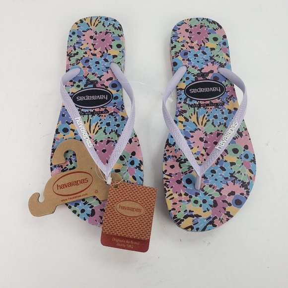HAVAIANAS women's lilac floral flip flop Size 11/12 US - Picture 5 of 5